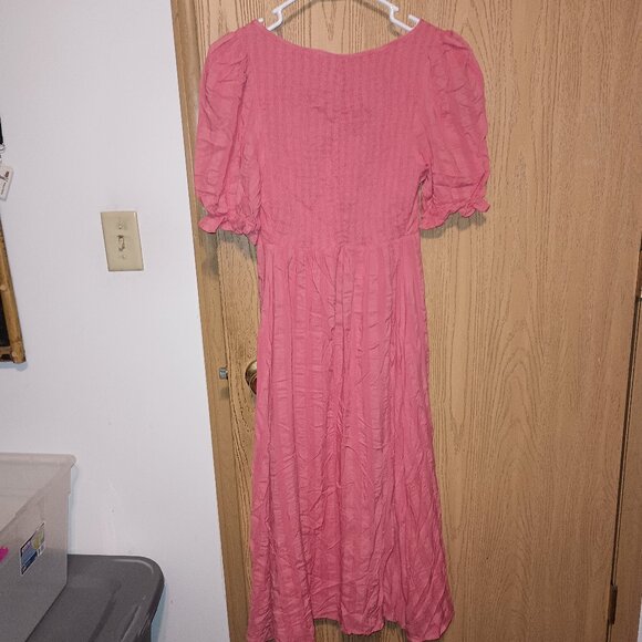 NEW The Nines by HATCH Elbow Sleeve Tonal Maternity Dress Tomato Red Striped - Picture 5 of 9